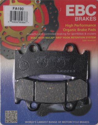 FA190 EBC BRAKES Organic тормозные колодки  TRIUMPH Daytona; YAMAHA FZ, YZ 1993-1997 года выпуска