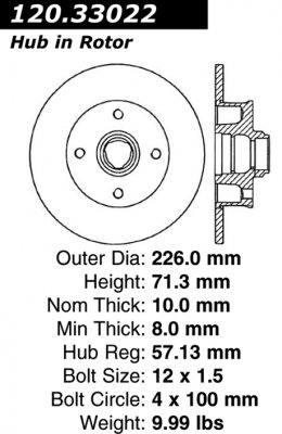 Задний тормозной диск - с перфорацией и насечками VOLKSWAGEN PDS.33022 Выпуска 1985-2002 года