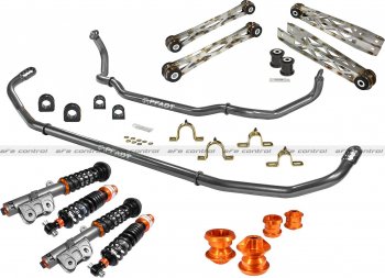 540-402001-N Afe Power Sway Bar Set + Street/Track Coilovers + Rear Tie Rods + Rear Trailing Arms + Rear Subframe Mount Set; Chevrolet Camaro ZL Spec 12-14 V8 