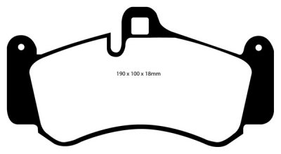 DP41516R EBC Brakes Yellowstuff Тормозные колодки перед PORSCHE 911 (996) (Cast Iron Disc Only), 911 (997) (Cast Iron Disc Only) Ширина 190мм, Высота 103мм, Толщина 18мм