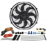 18312 DERALE Вентилятор Dyno-Cool изогнутые лопасти with Thermostat Kit 12"