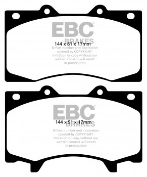 DP42125R EBC Brakes Yellowstuff Тормозные колодки перед NISSAN Patrol Ширина 144мм, Высота 81мм, Толщина 17мм