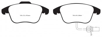 DP41998R EBC Brakes Yellowstuff Тормозные колодки перед AUDI A4, A5 Ширина 155мм, Высота 72мм, Толщина 19,5мм