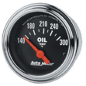 2" датчик температуры масла, 140-300`F, SSE AUTO METER #2543 2543 Traditional Chrome Short Sweep Electric Oil Temperature Gauge