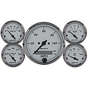 SILVER 5 PC. KIT BOX W/ELEC сподометр AUTO METER #1902 Kit Box Elec. Speedo & Elec Oil Press., Water Temp., Volt, and Fuel Level