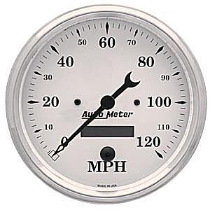5" сподометр, 120 MPH, OLD TYME WHITE AUTO METER #1689 Speedometer Elec Programmable