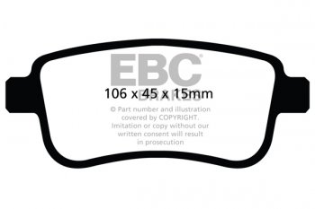 DPX2025 EBC Brakes Ultimax2 Тормозные колодки зад FIAT Croma, Daily, Dino, Doblo, Ducato; RENAULT Megane Coupe (Mk3), Espace выпуска 2009 — 2016 года