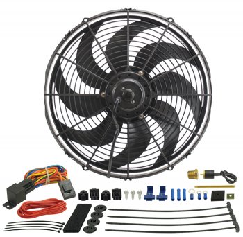 18316 DERALE Вентилятор Dyno-Cool изогнутые лопасти with Thermostat Kit 16" Efficient curved blade design