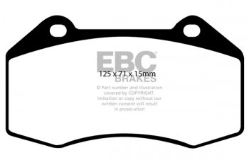 DP91539 EBC Brakes Orangestuff колодки тормозные перед CHEVROLET HHR; OPEL Corsa; RENAULT Clio, Megane, Scenic; VAUXHALL Corsa Ширина 125мм, Высота 71мм, Толщина 15мм
