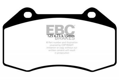 DP91539 EBC Brakes Orangestuff колодки тормозные перед CHEVROLET HHR; OPEL Corsa; RENAULT Clio, Megane, Scenic; VAUXHALL Corsa Ширина 125мм, Высота 71мм, Толщина 15мм