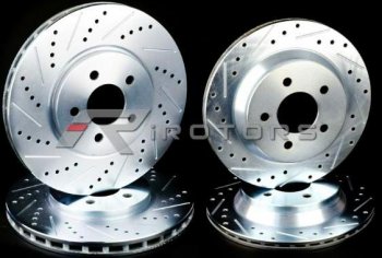 Lexus RX 330 350 400H [04-07] Комплект тормозных вентилируемых дисков со сквозной перфорацией и насечками и комплект тормозных колодок (передние+заднии+комплект колодок) 