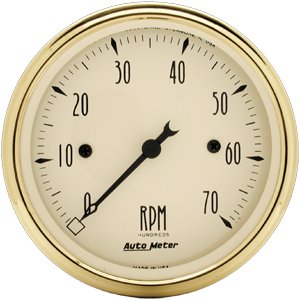 3-1/8" тахометр, 7,000 RPM, 4,6,8 CYL, GOLDEN OLDIES AUTO METER #1595 Tachometer
